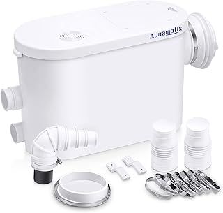 Aquamatix Silencio S Macerator Pump for Hang Toilets, Waste Water Discharging System with 2 Side Inlets …