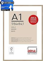 DEHA Design Fontana Photo Frame A1, 59.4x84.1cm Wooden Picture Frame, Oak Photo Frame with Protective Acrylic Glazing and Push and Turn Clips - Oak
