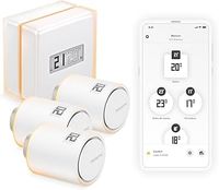 Netatmo Pack of Smart Thermostat + 3 Intelligent Connected Radiator Valve, Thermostatic Heads, Wifi, Remote Control via App, Compatible with Individual Heating, NBU-NTH-NAV-EU