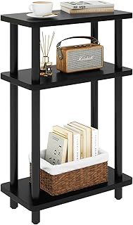 IBUYKE Narrow Side Table, 3-Tier End Table with Storage Shelf Black, Slim Small Table, 40x18x62.5cm,Thin Bedside Table for Living Room Bedroom Office, No-Tool Assembly,Black WST009B