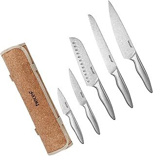 hecef Kitchen Knife Sets with Cloth Roll Bag, High Carbon German Stainless Steel Blade with Ergonomic Handle & Sheaths, Sharp Knives Set for Cooking