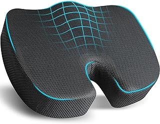 EcoNour Coccyx Cushion | Memory Foam Pain Relief Cushion for Back Support | Sciatica Tailbone Pain Relief | Anti-Slip Gel Orthopaedic Ergonomic Cushions for Office Chair (Seat Cushion)