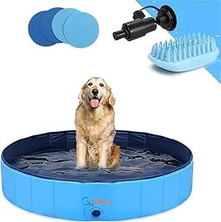 PVC Portable Dog Baths - Swimming Pool for Small Dogs, Indoor/Outdoor Use (Bonus Pet Bath Brush)