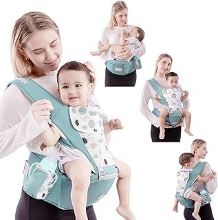 Baby Carrier 6-in-1 Ergonomic Baby Carrier Backpack with Hip Seat Adjustable Strap Pocket and Drool Bibs Comfort Mesh for 3-36 Months Baby 7-44 lbs Green