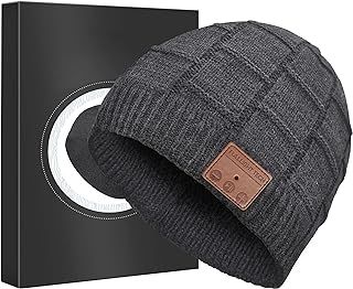 Bluetooth Beanie Hat,Upgraded Hat Headphones Headset Winter Music Hat Knit Running Cap with Speakers & Mic Unique Christmas Tech Gifts for Women Her Him Men
