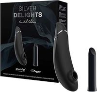 Womanizer/We-Vibe Silver Delights Collection (We-Vibe Tango + Womanizer Premium) Couple Vibrator & Clitorial Stimulator Bundle, App Control, Waterproof