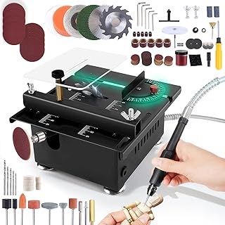 Multi-Functional Table Saw, 100W Mini Desktop Electric Saw Cutter, 63mm Blade, 7 Speeds, 0-16mm Cutting Depth, 0-90° Angle Adjustable, Wood, Plastic, Acrylic
