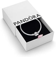 Pandora Moments Women's Sterling Silver Heart Clasp Bangle Bracelet for Charms