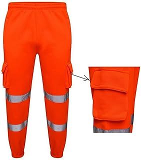 New Mens Hi Viz Jogging Bottoms Safety Sweat Pants Hi Vis Work Fleece Trousers High Visibility Combat Workwear Joggers