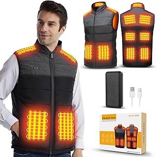 Ivesion Heated Gilet, Heated Vest With 20000mAh Power Bank, 11 Heat Zones, Lightweight Heated Jacket With 3 Heat Settings, Heated Body Warmer for Hiking Skiing Cycling Fishing