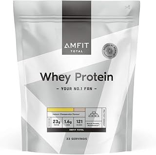 Amazon Brand - Amfit Nutrition Whey Protein Powder, Lemon Cheesecake Flavour, 33 Servings, 1 kg (Pack of 1)