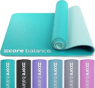 Core Balance Yoga Mat, Non Slip 6mm Thick TPE Foam for Gym Fitness Exercise Pilates Training, Lightweight & Compact with Travel Strap, 183cm x 65cm x 0.6cm (Choose Plain or with Alignment Lines)