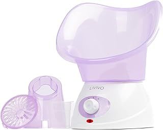 LIVIVO Facial Face Spa Steamer Inhaler with Aromatherapy Diffuser and Dual Nose-Cones Kit Set - Ideal to Use on Open Pores for Removal of Dirt Acne Pimples etc (Purple)