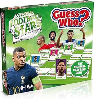 Winning Moves World Football Stars Guess Who? Board Game Green, Play with Messi, Neymar, Harry Kane, Salah, easy to set up, gift for ages 6 plus