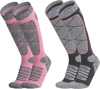 EOAMGO Ski Socks Womens 4-7, Ladies Thermal Ski Socks, Snowboard Skiing Snow Socks, 2 Pairs Long Hose Winter Thick Warm Knee High Boot Socks for Walking Hiking Skiing, Ski Gifts Accessories for Women