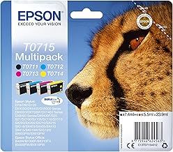 Epson T0715 Black Cyan Magenta Yellow Inkjet Cartridge Value (Pack of 4) C13T07154012