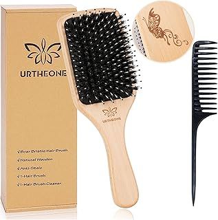 Hair Brush Boar Bristle Hairbrush for Thick Curly Thin Long Short Wet or Dry Hair Adds Shine and Makes Hair Smooth, Best Paddle Hair Brushes and Comb Set for Men Women Kids
