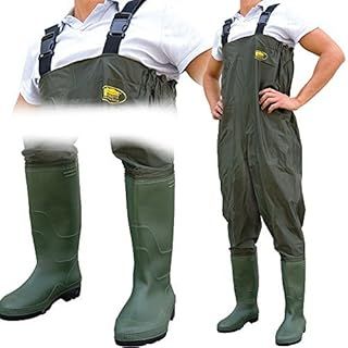 All Weather Double PVC Waterproof Carp Fishing Chest Waders/Wellies in Sizes 7-12 (UK 6 - EU 40)
