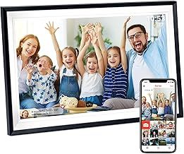 Frameo 15.6 inch Digital Photo Frame WiFi - 1920x1080 FHD IPS Screen Touchscreen, Built-in 32GB Storgae, Auto Rotate, Electronic Photo Frame via App to Share Photos & Videos Anywhere