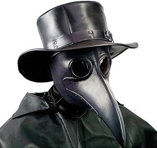 PartyHop Plague Doctor Mask, Black Bird Beak Steampunk Gas Costume, for Kid and Adult