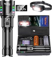 Torches LED Super Bright Rechargeable, Led Torch Rechargeable 500000 Lumens, Flashlight Torches Battery Powered XHQ99.2, Powerful Torch Flash Light for Dog Walking Hiking Camping Emergency Gift