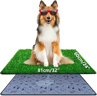 Fake Grass Urinal Pads for Dogs, 32 x 24 Inch Indoor Artificial Grass Dog Litter Box, Lawn Dog Urinal Pads, Washable, Reusable, Lawn Replaceable, Outdoor Patio Puppy Training Potty
