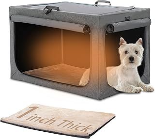 Petsfit Dog Crate, Portable Dog Crate for Small Dogs, Soft Dog Crate with Removable Mat and Pocket for Storage, Grey,S:61cm x 45cm x 43cm