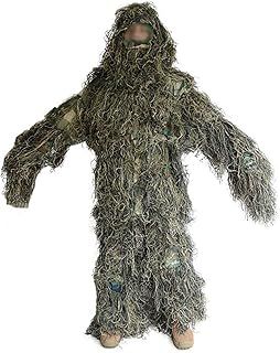 Enkrio Woodland Ghillie Suits 5-Pc. Camouflage Clothing Camo Suits Kit Jungle Forest Design Hunting Set for Men