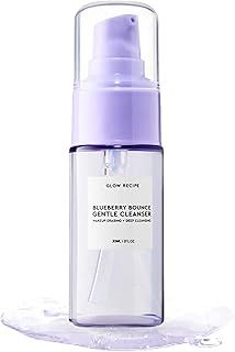 Glow Recipe Mini Blueberry Bounce Gentle Foaming Cleanser - Gentle Exfoliating Facial Cleanser with Hyaluronic Acid + AHA - Sulfate + Paraben-Free Face Wash - Travel-Size Gel Face Cleanser (30ml/1oz)