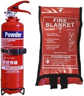 Home Safety Pack, 1kg Dry Powder Fire Extinguisher & 1m x 1m Soft Case Fire Blanket