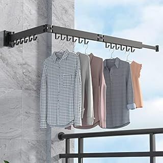 BHeadCat Laundry Clothes Drying Rack Wall Mounted, Retractable Stainless Steel Tri-Collapsible Garment Rack with Hooks, Easy to Install, Strong Load-Bearing for Balcony, Bathroom, Bedroom (3 Rods)