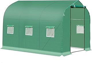Outsunny Polytunnel Greenhouse with Windows and Door, Walk in Greenhouse for Garden, Backyard (3 x 2 M)