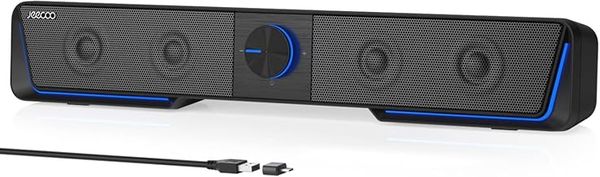 Jeecoo A40 PC Speakers, Computer Speakers for Desktop Monitor,Usb Speaker Stereo Sound with Vibrating Diaphragms, Touch-Control Flowing LED, With a Type-C adapter Bluetooth & USB Input(Not 3.5mm Jack）