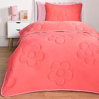 OHS 7.5 Tog Double Duvet Coverless Daisy Quilted, Soft Warm Fabric Comfortable For All Season Quilted Pattern Washable Double Duvet with Pillowcases, Coral Pink