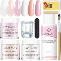 Saviland Acrylic Nail Kit - Acrylic Powder & Liquid Set With Brush, Forms, Files & Dappen Dish - Beginner Nail Extension Kit