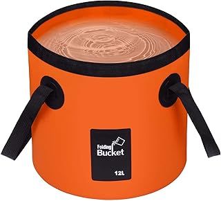 iGreely Folding Bucket - Foldable Camping Storage Container Collapsible Bucket 12L 15L 20L Portable Lightweight Pail for Camping Traveling Hiking Fishing Boating and Gardening (Orange(12L))