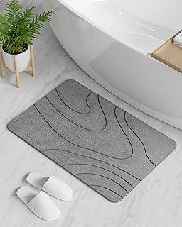 Zorumum Kieselguhr Bath Mat, Non-Slip, Quick-Drying, 100% Natural Stone Rug, Dark Grey River, 60 x 39 cm