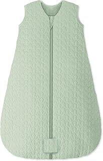Baby Sleeping Bag 2.5 Tog 0-6 Months 100% Cotton Winter Sleeping Bag Baby 2-Way Zipper Quilted Sleep Sack for Newbron Infant Warm Soft Green