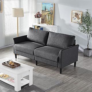 Yaheetech 2 Seater Sofa, 191cm, Modern Fabric Sofa Couch, Love Seat Sofa Settee, Sectional Sofa for Living Room, Office, Bedroom, Grey