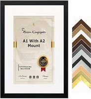 Alison Kingsgate Black A1 Frame With A2 Mount - Modern Photo Frame With White Mount - Along Clear Perspex Safety Glass - Poster Frame / A1 Frame With Mount (A1 Frame With A2 Mount, Black)