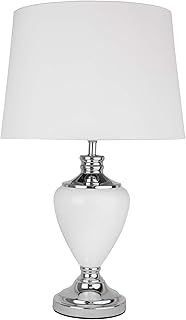 Lighting Supermarket Hepburn Large Ceramic Table Lamp with Matching Shade - Modern White & Chrome