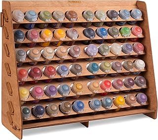 Citadel Paint Rack Organizer with 60 Holes for Miniature Paint Set - Wall-mounted Wooden Craft Paint Storage Rack - Craft Paint Holder Rack 16x5.2x12.6 inch