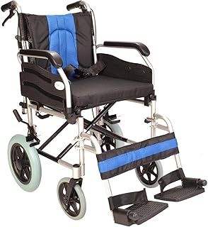 Lightweight Folding Deluxe Aluminium Transit Wheelchair with handbrakes ECTR02-18