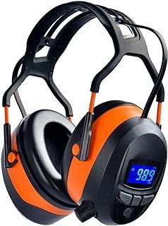 GARDTECH Bluetooth Ear Defenders Noise Cancelling Ear Defenders with Wireless Radio MP3 FM Safety Ear Muffs with LCD Display 4GB SD Card Adult Ear Defenders for Garden Woodworking Orange