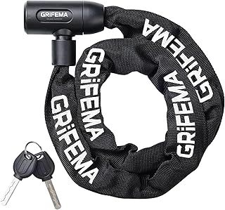 GRIFEMA GA1201-12 Bike Locks High Security with 2 Keys, Bike Chain Lock Heavy Duty, 120cm Bicycle/Cycling Locks for Bike Cycle, Moto, Door, Gate Fence, Black/White