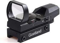 Goetland Reflex Sight Adjustable 4 Reticle Patterns Green Red Dot Illuminated 33mm Lens with 20mm Rail for Airsoft Tactical Hunting