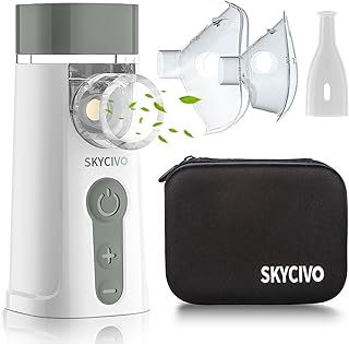 SKYCIVO Nebuliser Machine for Adults & Kids, Micro-USB Rechargeable Nebuliser with 3 Adjustable Modes Easy to Use & Clean, Silent Portable Handheld Inhaler with Storage Bag for Home and Travel Use