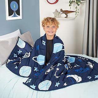 OHS Weighted Blanket Teddy Fleece 3kg Space Navy, Single Weighted Blanket for Adults Calming Stress Relief Anti Anxiety Weighted Blanket Gift for Men Women