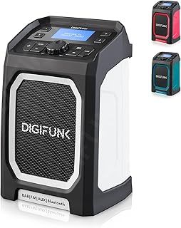 Work Site Radio | USB Rechargeable | DAB+, DAB, FM, Bluetooth, AUX Input | IP65 Waterproof Rugged Durable Design | Perfect for Builders, Outdoors, Warehouse, Garage, DIYer, Shed