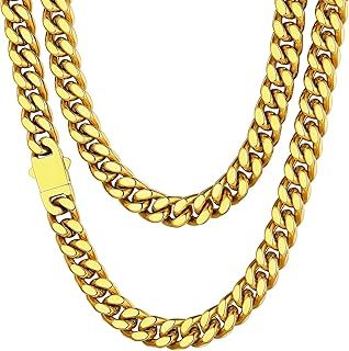 ChainsHouse Men Cuban Chain Necklace, 5/7/9/12mm Thick Cuban Link Hip Hop Mens Jewelry, Stainless Steel Chains with Strong Clasp, 46cm-76cm for Man